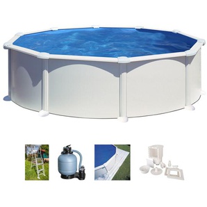 Rundpool GRE Atlantis Schwimmbecken Gr. Ø/B/H/L: 480 cm x Breite x Höhe 132 cm x Länge, 19,44 l, weiß Rundpools 5-tlg., Stahlwandpool, ØxH: 480x132 cm