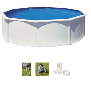 Rundpool GRE Fidji Schwimmbecken Gr. Ø/B/H/L: 480 cm x Breite x Höhe 122 cm x Länge, 17,45 l, weiß Rundpools 4-tlg., Stahlwandpool, ØxH: 480x122 cm