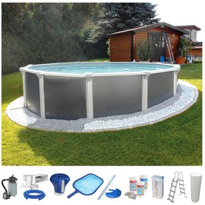 Rundpool KWAD Schwimmbecken Gr. Ø/B/H/L: 550 cm x Breite x Höhe 132 cm x Länge, 29000 l, grau (anthrazit) Rundpools 10-tlg., ØxH: 550x132 cm