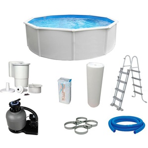Rundpool KWAD Steely Deluxe Heat Schwimmbecken Gr. Ø/B/H/L: 550 cm x Breite x Höhe 120 cm x Länge, 26600 l, weiß Rundpools in Ø 3,6m, 4,6 m oder 5,5 m, inkl. Solarplane u.v.m.