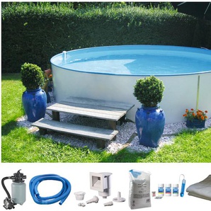 Rundpool MY POOL BWT Premium Schwimmbecken Gr. Ø/B/H/L: 500 cm x Breite x Höhe 120 cm x Länge, 22000 l, weiß Rundpools Mit Stanzung in der Stahlwand für Einbauskimmer und Einlaufdüse