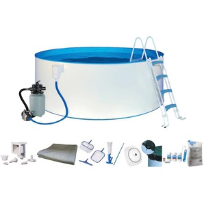 Rundpool MY POOL BWT Schwimmbecken Gr. Ø/B/H/L: 350 cm x Breite x Höhe 120 cm x Länge, 11000 l, weiß Rundpools Mit Stanzung in der Stahlwand für Einbauskimmer und Einlaufdüse