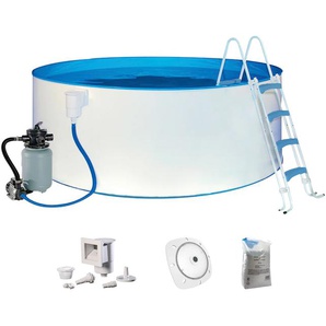 Rundpool MY POOL BWT Schwimmbecken Gr. Ø/B/H/L: 450 cm x Breite x Höhe 120 cm x Länge, 18000 l, weiß Rundpools Mit Stanzung in der Stahlwand für Einbauskimmer und Einlaufdüse