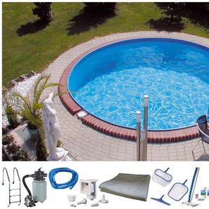 Rundpool MYPOOL Premium Schwimmbecken Gr. Ø/B/H/L: 450 cm x Breite x Höhe 135 cm x Länge, 21000 l, weiß Rundpools Mit Stanzung in der Stahlwand für Einbauskimmer und Einlaufdüse