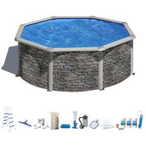 Rundpool MYPOOL Schwimmbecken Gr. Ø/B/H/L: 350 cm x Breite x Höhe 132 cm x Länge, 12000 l, grau Rundpools 10-tlg., ØxH: 350x132 cm