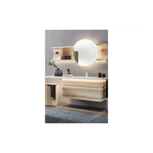 Rundspiegel mit Hängeregal  Fresh ¦ holzfarben ¦ Holz,Glas,Metall ¦ Maße (cm): B: 176,8 H: 80 T: 23.0