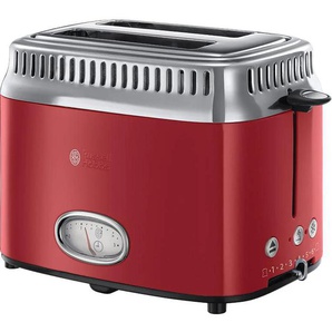 RUSSELL HOBBS Toaster 21680-56 Retro Ribbon Red rot (rot, edelstahlfarben) Retrotoaster