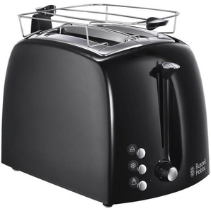 Russell Hobbs Toaster, Schwarz, Kunststoff, Metall, 18.2x22.1x29.5 cm, automatischer Auswurf nach Röstende, Schnellstoppfunktion, Brötchenaufsatz, Krümelschublade, Küchengeräte, Toaster