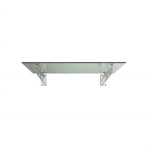 S) 150x90 cm Klarglas Glasvordach inkl. Edelstahlhalter gebürstet - Buylando
