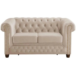 S-STYLE Chesterfield Einzelsofa  Cleo Blink ¦ beige ¦ Maße (cm): B: 148 H: 72