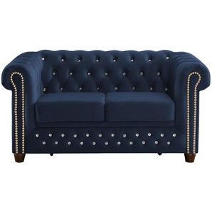 S-STYLE Chesterfield Einzelsofa Cleo Blink ¦ blau ¦ Maße (cm): B: 148 H: 72