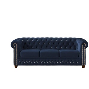S-STYLE Chesterfield Einzelsofa Cleo Blink ¦ blau ¦ Maße (cm): B: 203 H: 72
