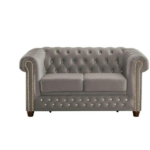 S-STYLE Chesterfield Einzelsofa  Cleo Blink ¦ grau ¦ Maße (cm): B: 148 H: 72