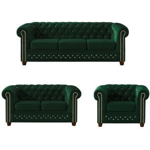 S-STYLE Chesterfield Polstergarnitur 3+2+1  Cleo Blink ¦ grün ¦ Maße (cm): B: 203 H: 72
