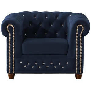 S-STYLE Chesterfield Sessel Cleo Blink - blau - Materialmix - 104 cm - 72 cm | Möbel Kraft