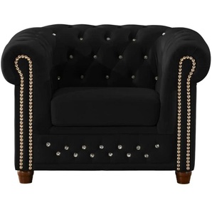 S-STYLE Chesterfield Sessel Cleo Blink - schwarz - Materialmix - 104 cm - 72 cm | Möbel Kraft