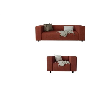 S-STYLE Polstergarnitur 2+1  Oskar ¦ rot ¦ Maße (cm): B: 151 H: 65