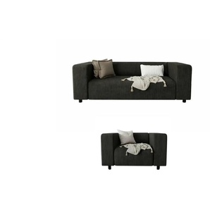 S-STYLE Polstergarnitur 2+1  Oskar ¦ schwarz ¦ Maße (cm): B: 151 H: 65