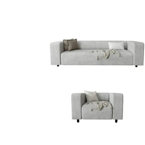 S-STYLE Polstergarnitur 3+1 Oskar ¦ grau ¦ Maße (cm): B: 175 H: 65