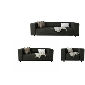 S-STYLE Polstergarnitur 3+2+1  Oskar ¦ schwarz ¦ Maße (cm): B: 175 H: 65