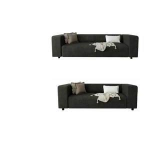 S-STYLE Polstergarnitur 3+2  Oskar ¦ schwarz ¦ Maße (cm): B: 175 H: 65