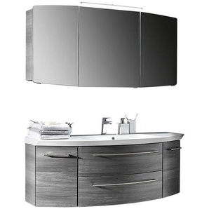 Sadena Badezimmer, Grau, Holzwerkstoff, 2 Schubladen, 141 cm, Goldenes M, Made in Germany, erweiterbar, Typenvielfalt, Badezimmer, Badmöbelsets & Badmöbelserien, Badmöbel-Sets