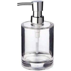 Sadena Seifenspender, Chrom, Transparent, Kunststoff, 8.3x15.8x8.3 cm, Kunststoffpumpe, Spender problemlos zum Nachfüllen, Badaccessoires,