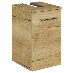 Sadena Waschbeckenunterschrank M-Plan, Wildeiche, Metall, 30x49.8x33.3 cm, Goldenes M, Made in Germany, Zusatzausstattung erhältlich, hängend,