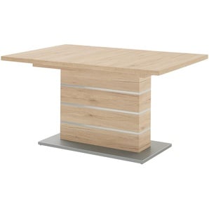 Säulentisch  ausziehbar - holzfarben - Materialmix - 90 cm - 77 cm | Möbel Kraft