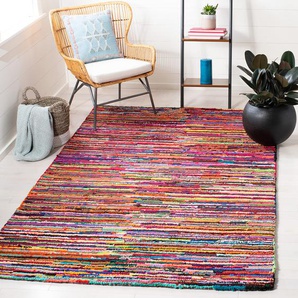 Safavieh Strukturierter Teppich, NAN142, Handgetufteter Baumwolle Quadratische, Rosa/Mehrfarbig, 121 X 121 cm