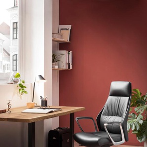 Chefsessel SALESFEVER Stühle Gr. B/H/T: 63,5 cm x 117 cm x 66 cm, Echtleder Lederoptik, Bürostuhl Echtleder Schwarz + Aluminium, schwarz (schwarz, silber, silber) Chefsessel Bezug aus italienischem Echtleder