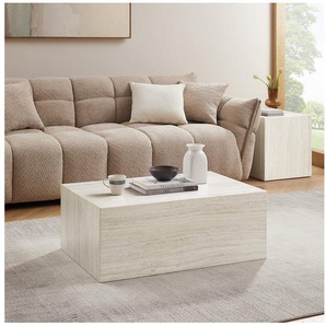 SalesFever Couchtisch Almeria Beistelltisch B/T 90/60 cm, rechteckig 90x60 cm, in Marmoroptik foliert