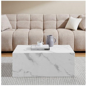 SalesFever Couchtisch Almeria Beistelltisch B/T 90/60 cm, rechteckig 90x60 cm, in Marmoroptik foliert