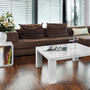 Couchtisch SALESFEVER Tische Gr. B/H/T: 90 cm x 40 cm x 90 cm, weiß (weiß, weiß) Couchtisch Eckige Couchtische eckig Tisch in moderner Hochglanz Optik, rechteckig oder quadratisch