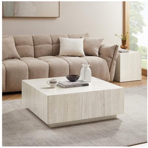 SalesFever Couchtisch Almería Beistelltisch in Schwebe-Optik, quadratisch 90x90 cm, in Marmoroptik foliert