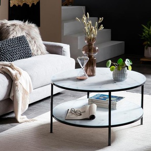 Couchtisch SALESFEVER Tische Gr. B/H/T: 80 cm x 45 cm x 80 cm, Weiß/Schwarz, schwarz-weiß (weiß, schwarz, weiß) Couchtisch Runde Couchtische rund oval Tisch Tischplatten in Marmoroptik