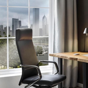 Drehstuhl SALESFEVER Stühle Gr. B/H/T: 60 cm x 117 cm x 62 cm, Echtleder Lederoptik, Metall, schwarz (schwarz, chromfarben, chromfarben) Bürodrehstuhl Drehstühle Stühle