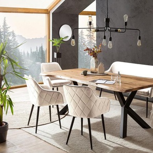 SalesFever Eckbankgruppe, (Set, 6-tlg), Rückenfläche mit aufwändiger Rautensteppung