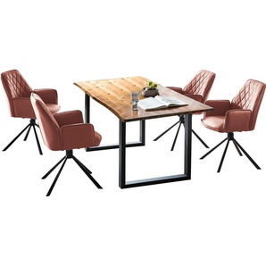 SalesFever Essgruppe, (Set, 5-tlg), Stühle mit 360 Grad Drehplatte unter der Sitzfläche