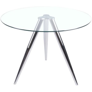 SalesFever Esstisch rund mit Glasplatte und Chromgestell Ø100 cm