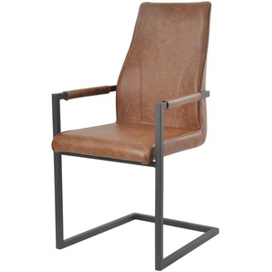 SalesFever Esszimmerstuhl 2er Set hellbraun Kunstleder-Optik