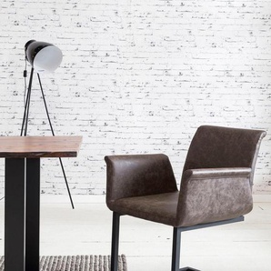 Esszimmerstuhl SALESFEVER Stühle Gr. B/H/T: 51 cm x 85 cm x 54,5 cm, 2 St., Kunstleder Lederoptik, Metall, braun (dunkelbraun, schwarz) Küchenstühle mit ausgestellten Armlehnen