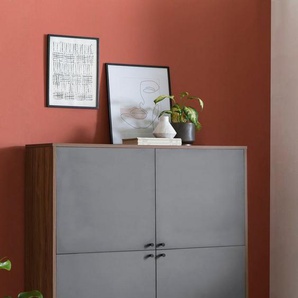 SalesFever Highboard, in moderner Farbkombination von Walnuss und Grau