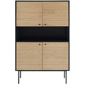 SalesFever Highboard Schwarz/Eiche