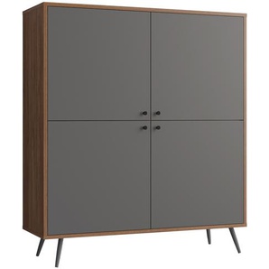 SalesFever Highboard Walnuss/Grau