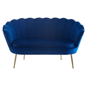 SalesFever Muschelsofa aus Samt Dunkelblau Beine Chrom Gold