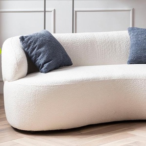 SalesFever Nierensofa 2-Sitzer Bouclé Stoff Weiß 170x95x70 cm