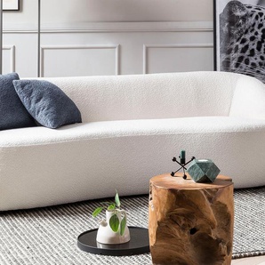 SalesFever Nierensofa 3-Sitzer Bouclé Stoff Weiß 220x93x70 cm