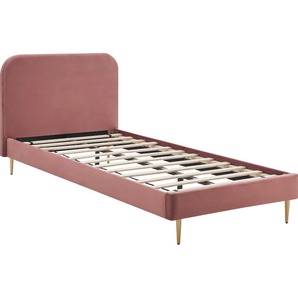 Polsterbett SALESFEVER Betten Gr. Samt 90x200 cm, Liegefläche B/L: 90 cm x 200 cm Betthöhe: 29,5 cm, kein Härtegrad, ohne Matratze, rosa (rose, gold, rose, rose) Polsterbetten ohne Bettkasten Beine Chrom goldfarben