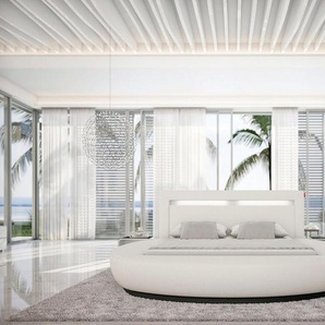 SalesFever Rundbett, mit LED-Beleuchtung im Kopfteil, Design Bett in Kunstleder, Rundbett